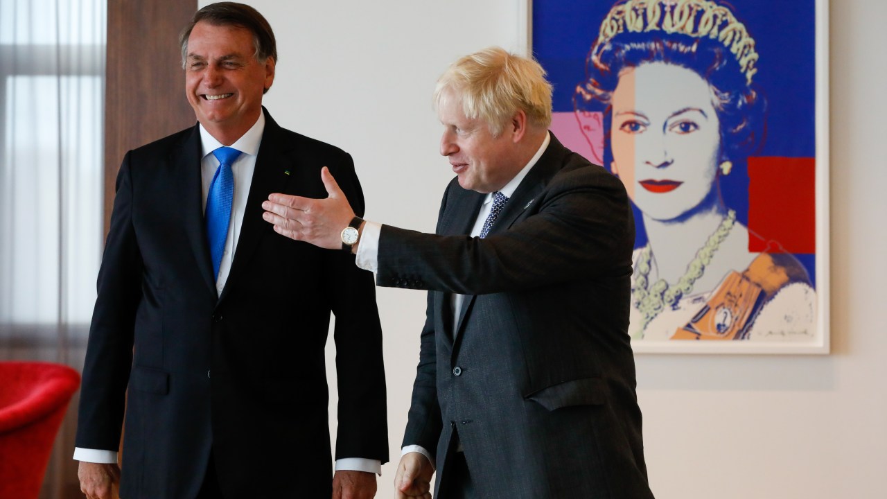 O presidente Jair Bolsonaro e o premiê do Reino Unido, Boris Johnson