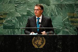 O presidente Jair Bolsonaro discursa na Assembleia Geral da ONU – 21/09/2021 –
