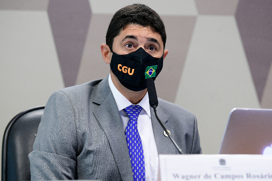 Wagner Rosário, ministro da Controladoria-Geral da União (CGU), durante depoimento à CPI da Pandemia - 21/09/2021 -