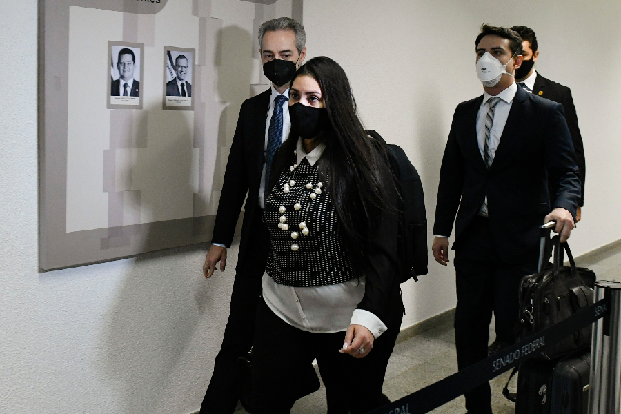 Bruna Morato em sua chegada ao Senado - 28/09/2021 -