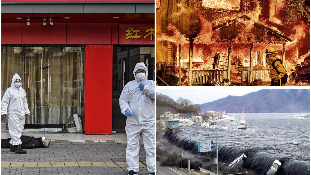 DESTRUIÇÃO - Início da pandemia na China, incêndio florestal nos Estados Unidos e tsunami no Japão: as tragédias moldam o mundo -