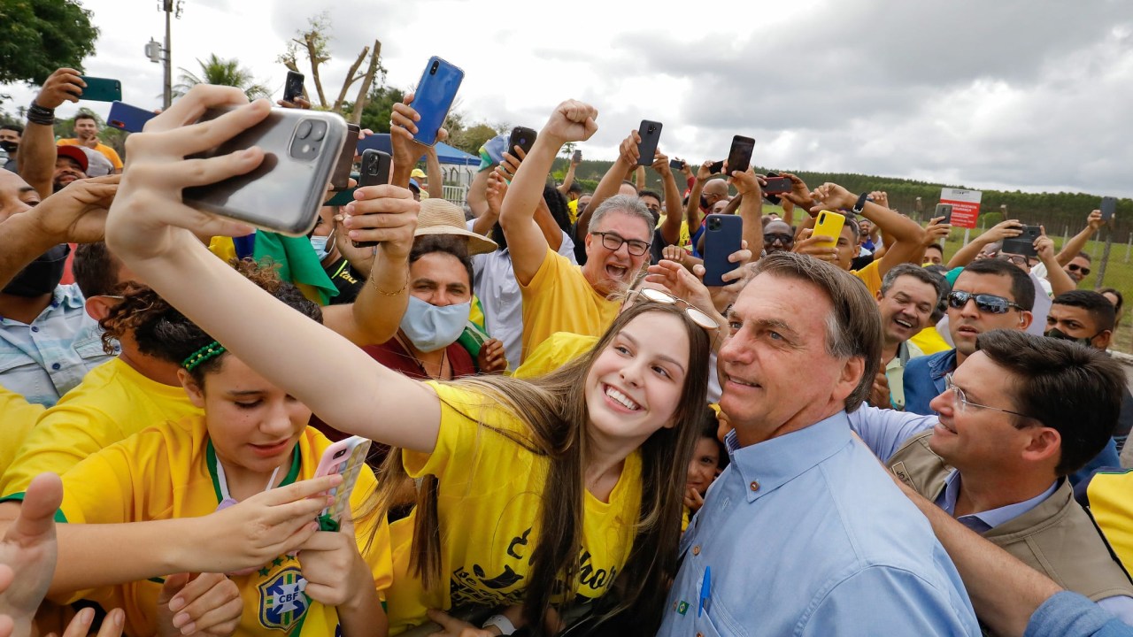 O presidente Jair Bolsonaro, em Teixeira de Freitas (BA(