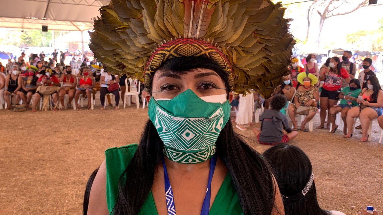 Célia Xakriabá, uma das organizadoras da Marcha das Mulheres Indígenas a Brasília