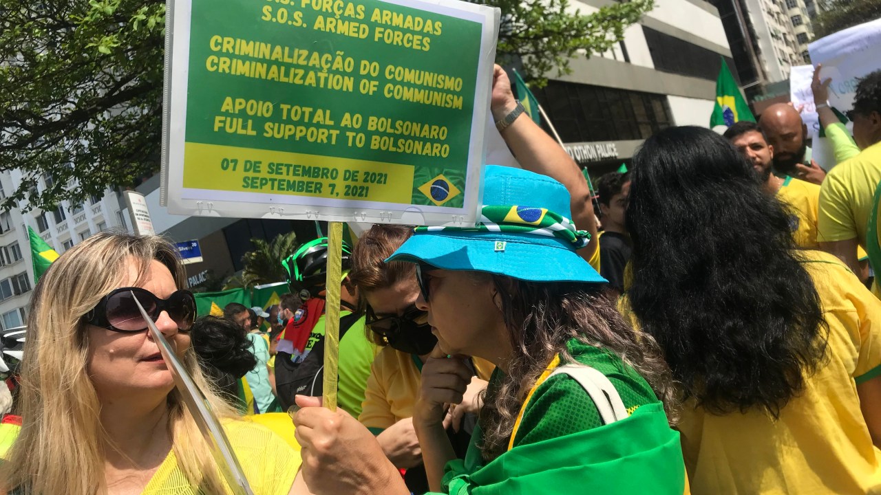 Manifestantes favoráveis ao presidente Jair Bolsonaro se reúnem no Rio de Janeiro - 07/09/2021