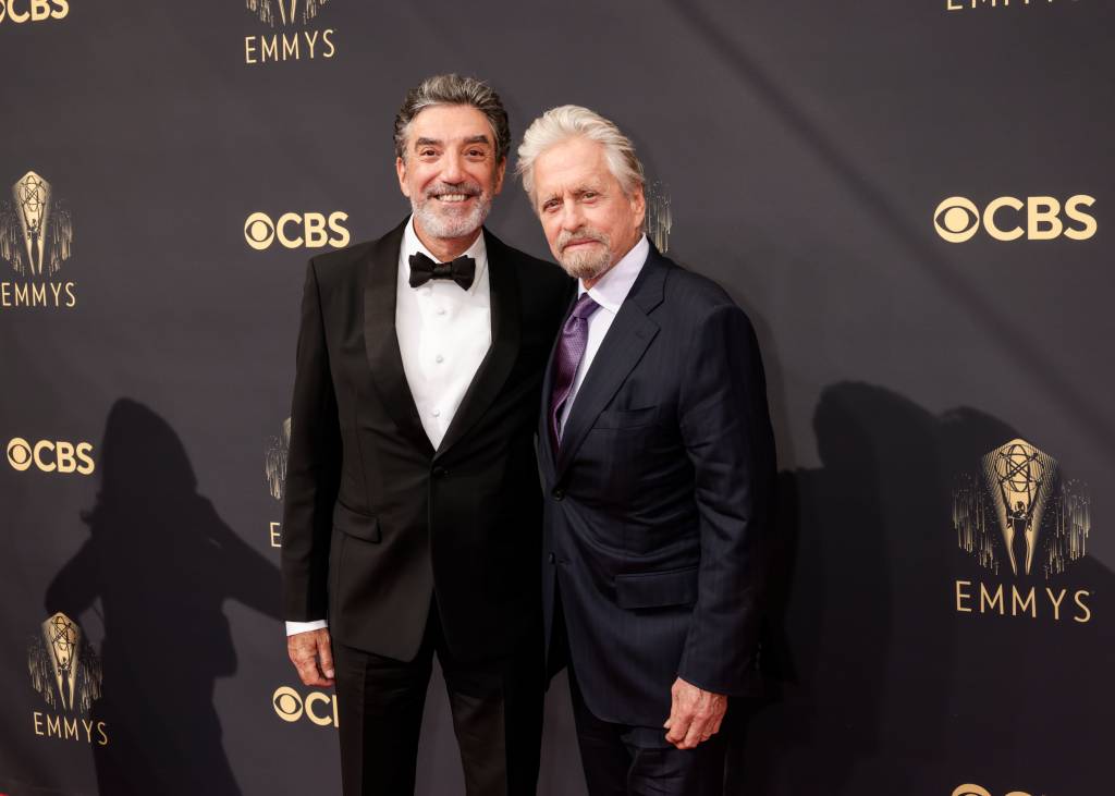 LOS ANGELES - SEPTEMBER 19: Chuck Lorre and Michael Douglas attends the 73RD EMMY AWARDS on Sunday, Sept. 19 (8:00-11:00 PM, live ET/5:00-8:00 PM, live PT) on the CBS Television Network and available to stream live and on demand on Paramount+. (Photo by Francis Specker/CBS via Getty Images)