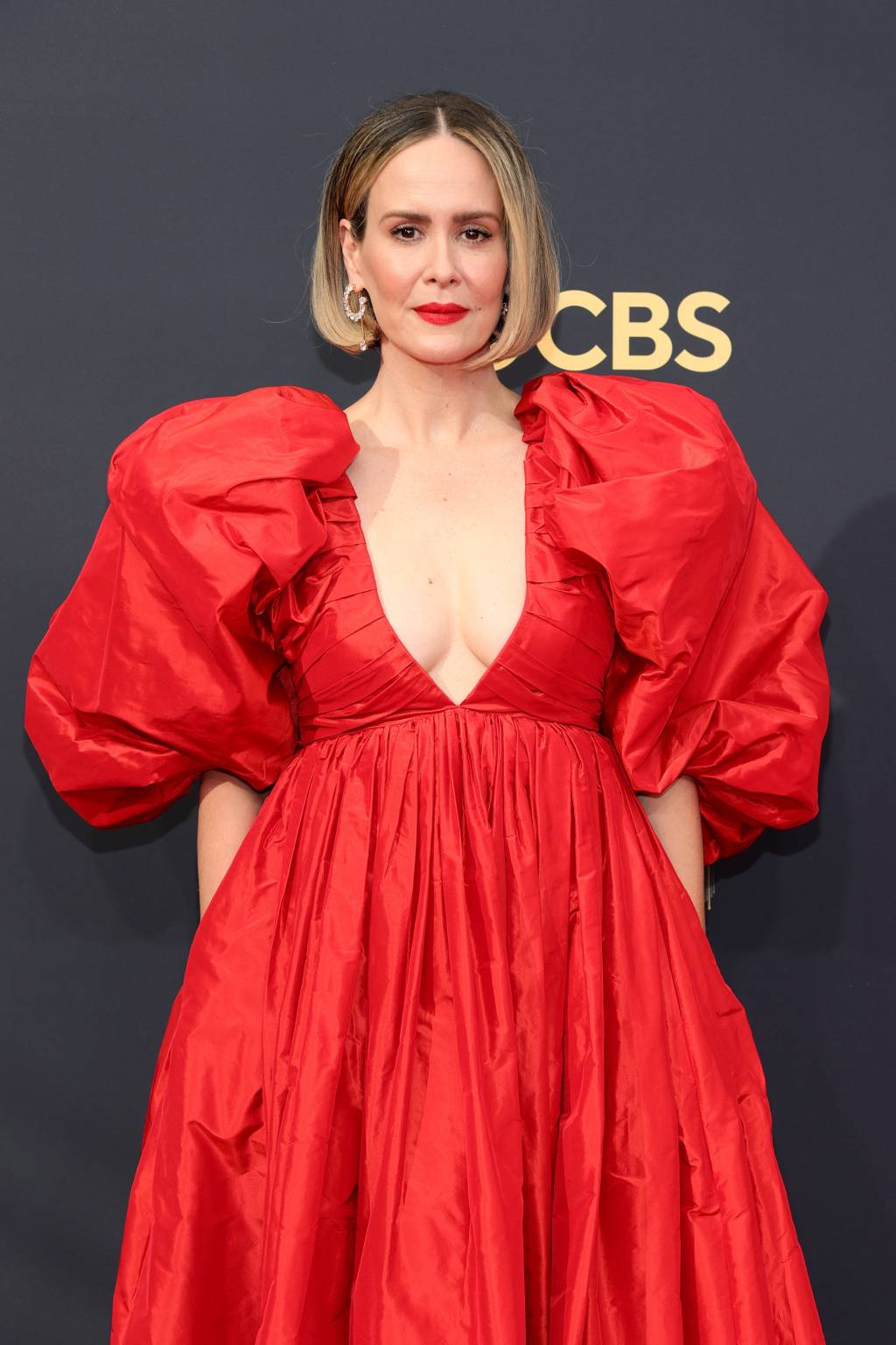 LOS ANGELES, CALIFORNIA - SEPTEMBER 19: Sarah Paulson attends the 73rd Primetime Emmy Awards at L.A. LIVE on September 19, 2021 in Los Angeles, California. (Photo by Rich Fury/Getty Images)