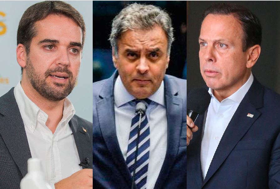 Os tucanos Eduardo Leite, Aécio Neves e João Doria