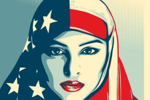 Imagem 'Nós, o povo' com uma mulher em vestes muçulmanas: luta contra a islamofobia