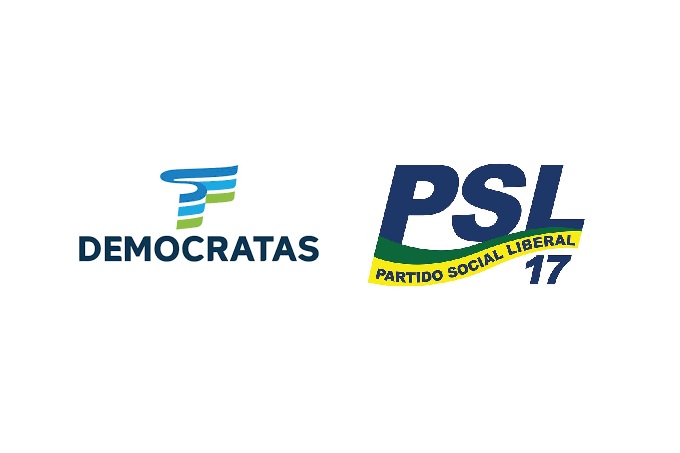 Logomarcas do Democratas e do PSL, que vão se fundir em um só partido
