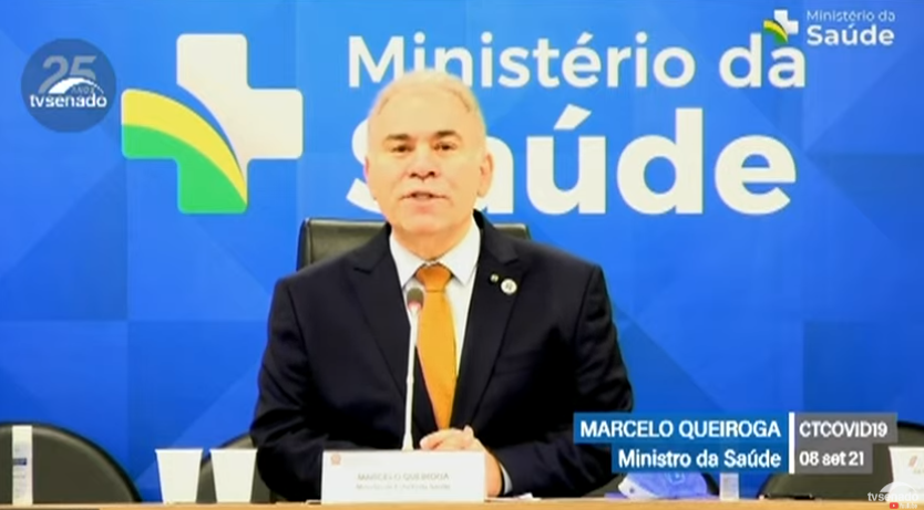 O Ministro da Saúde Marcelo Queiroga durante audiência na Comissão Temporária da Covid-19, no Senado - 08.09.2021