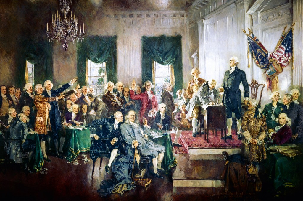 FUNDADORES - Congresso na Filadélfia, em 1787: George Washington supervisionou o texto -