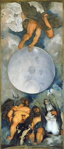 'Júpiter, Netuno e Plutão', única pintura de teto feita por Caravaggio.
