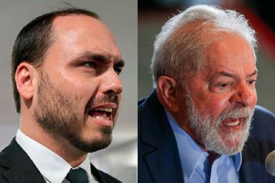 O vereador Carlos Bolsonaro e o ex-presidente Lula