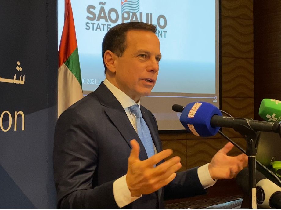 O governador João Doria (PSDB), durante viagem internacional