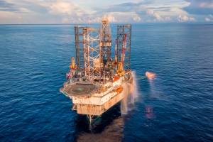 Oil and Gas Exploration Drilling Rig in the middle of Gulf of Thailand, Offshore Malaysia