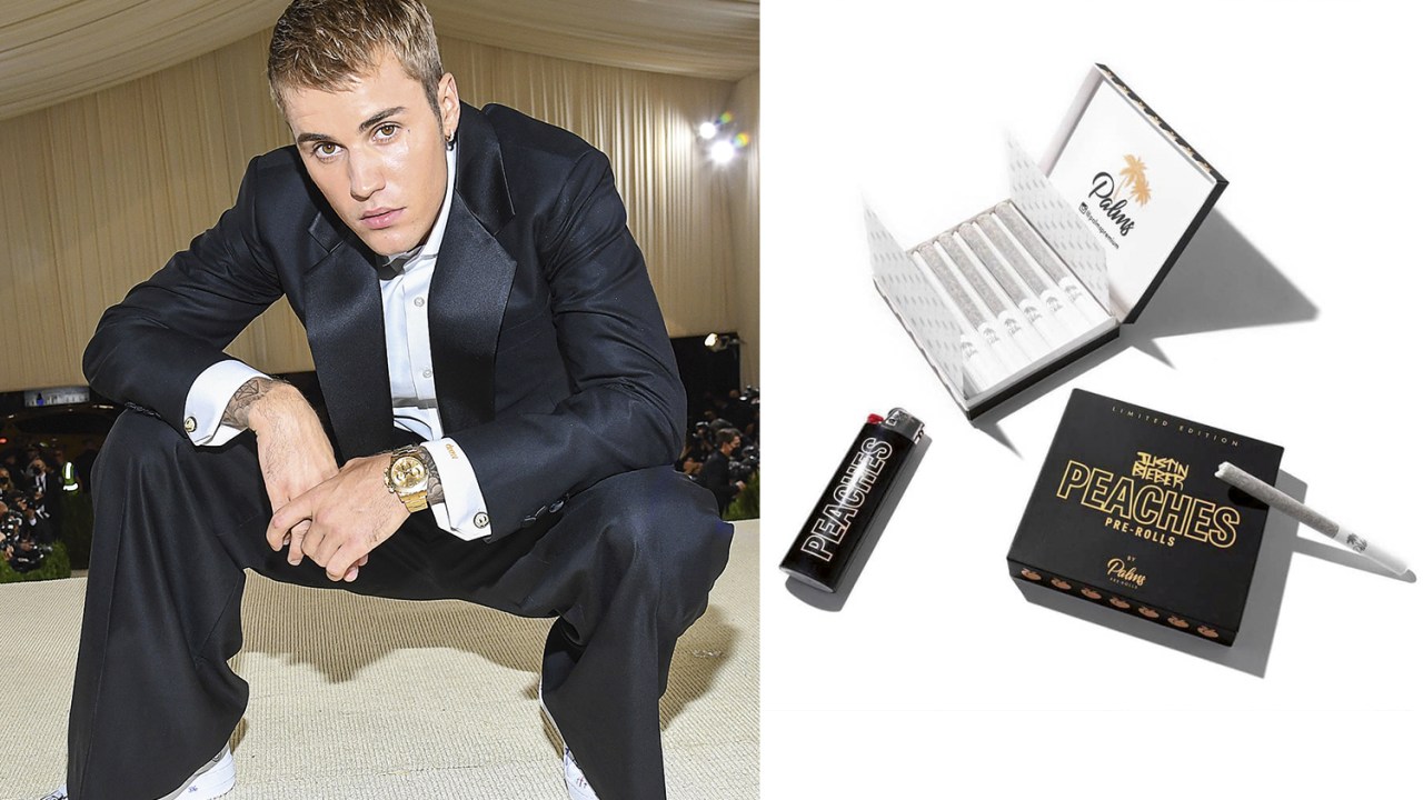 VANTAGENS DO FUMACÊ - Bieber, patrocinador dos cigarros Peaches: notório consumidor desde muito antes da legalização, o cantor canadense alardeia haver aprendido, com o tempo, que a maconha contribui com benefícios “para a experiência humana” -