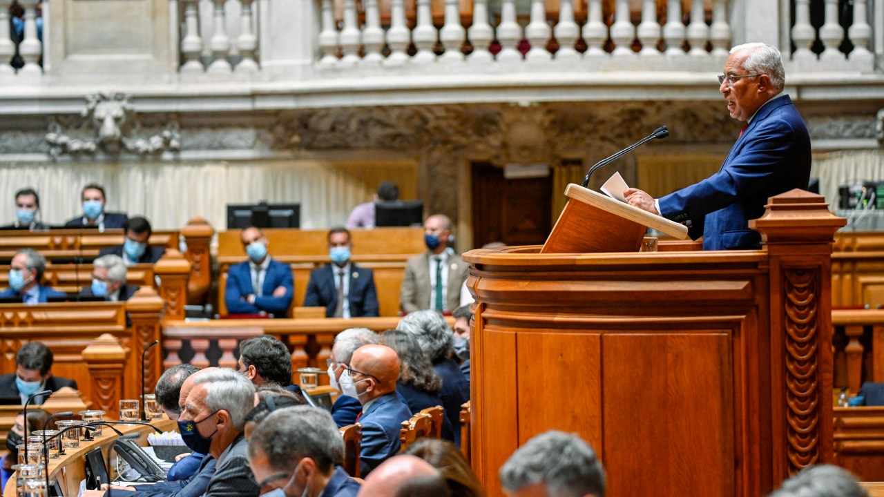 Primeiro-ministro português, António Costa, discursa sobre o orçamento na Assembleia da República, Lisboa. 26/10/2021