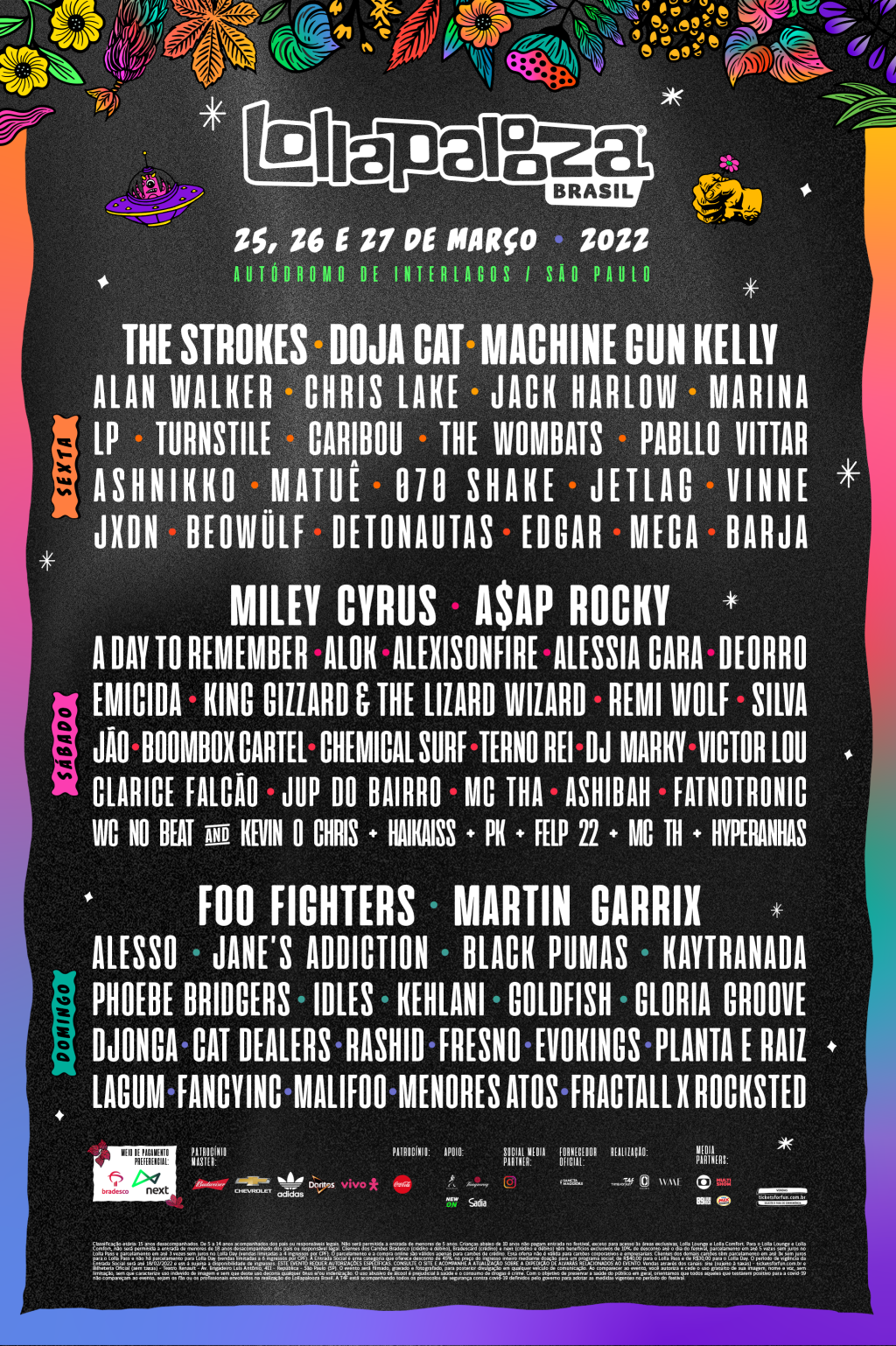 Cartaz do lineup do Lollapalooza 2022