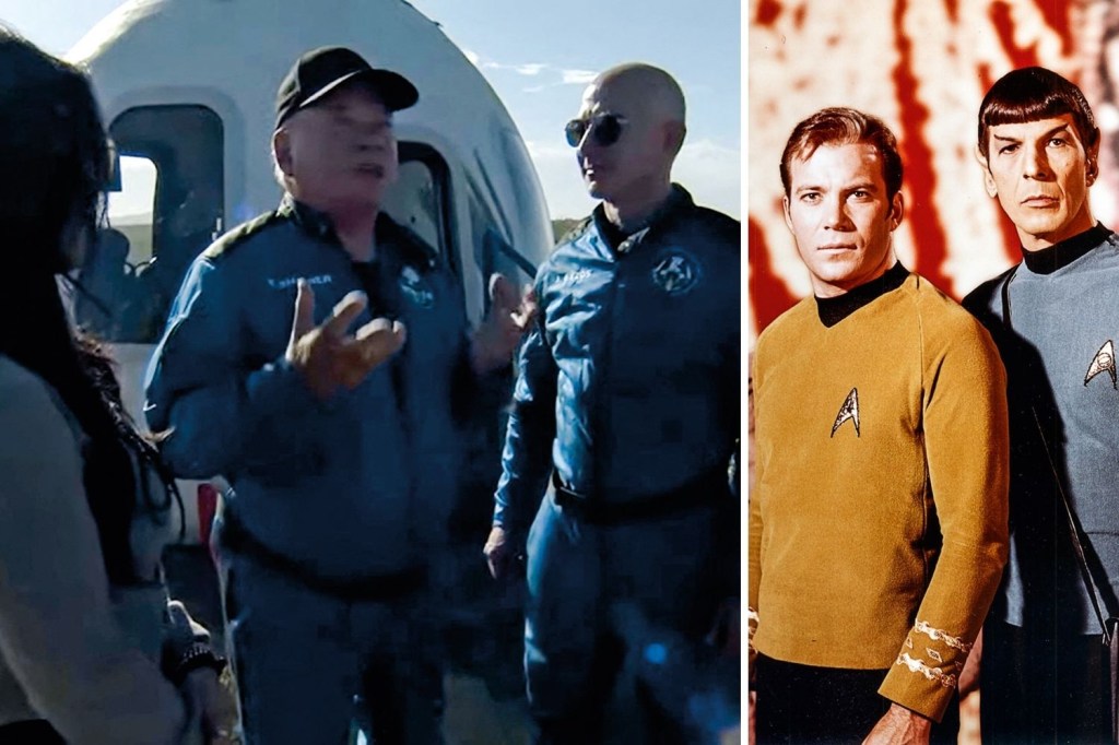 REALIDADE E FICÇÃO - Shatner (à esq., de boné) e na pele do capitão Kirk (de marrom): a maior experiência da vida -
