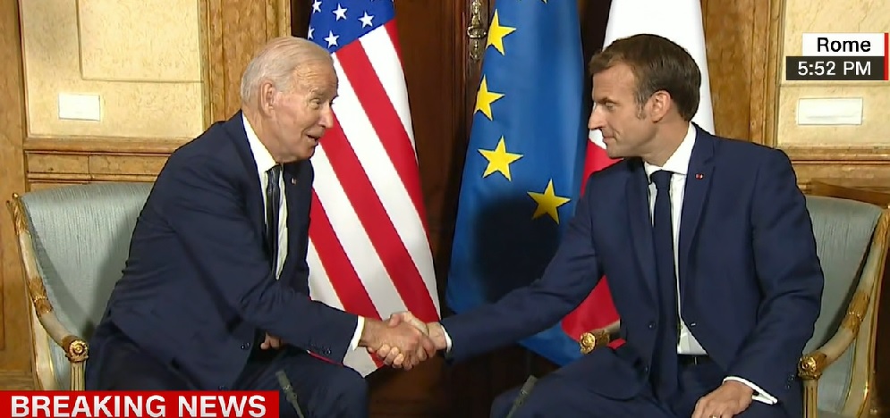 O presidente dos Estados Unidos, Joe Biden, e o líder francês, Emmanuel Macron