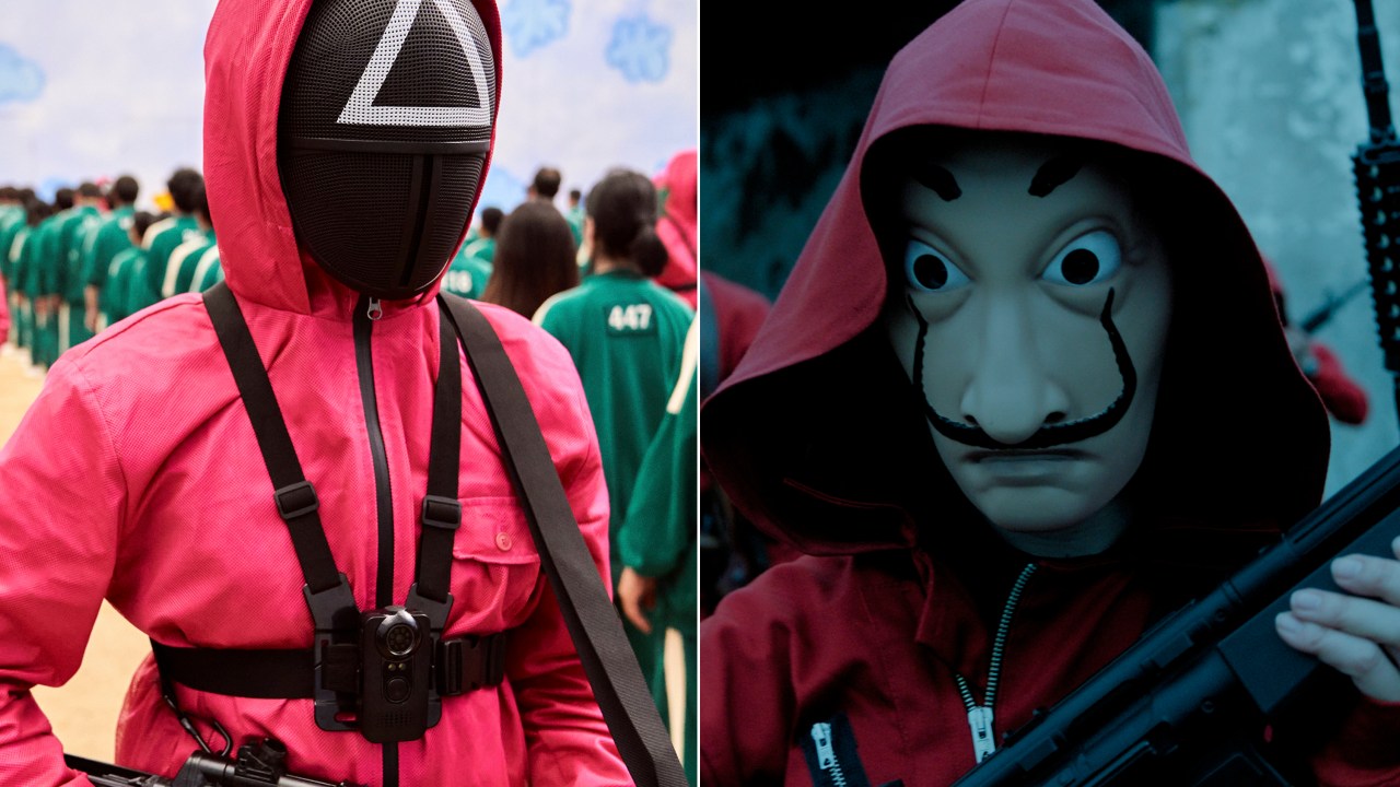 'Round 6' (à esq) e 'La Casa de Papel' (à dir): mascarados fazem sucesso na Netflix