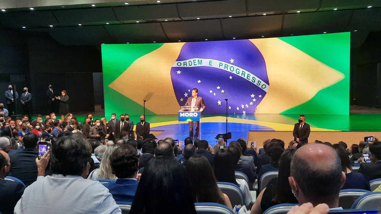 O ex-juiz Sergio Moro em evento de filiação ao Podemos, em Brasília - 10.11.2021