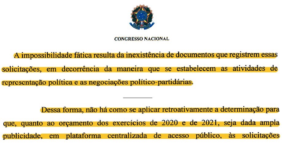 Congresso trecho documento emendas STF .
