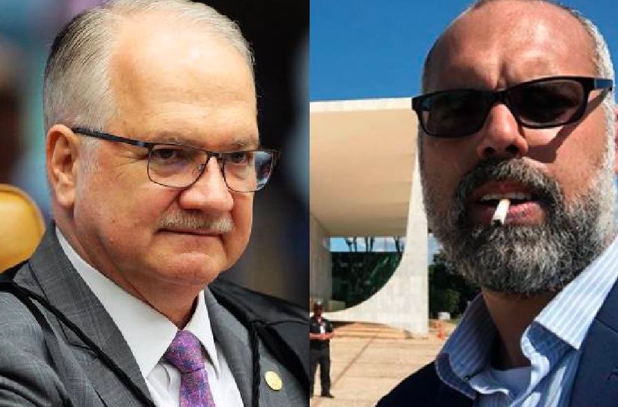 O ministro Edson Fachin, do STF, e o blogueiro Allan dos Santos