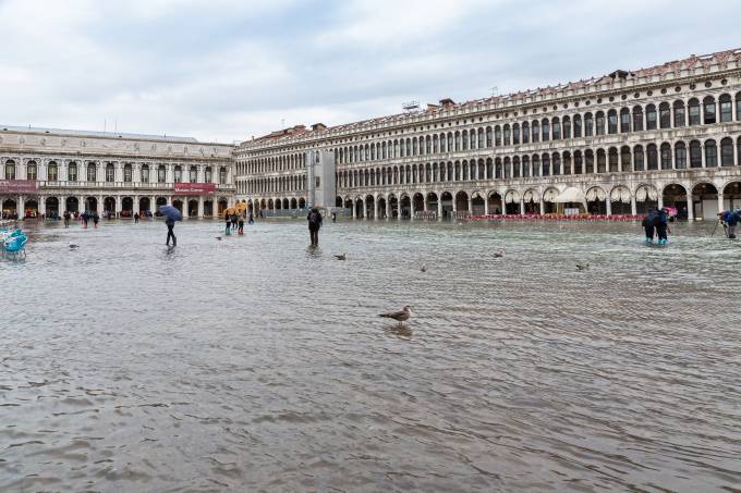 Flooding, Acqua Alta, on St. Mark´s Square, Venice