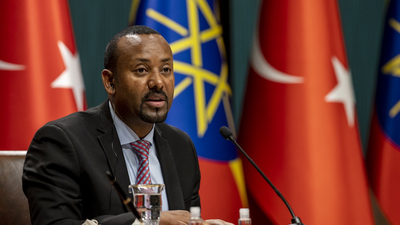 Primeiro-ministro etíope, Abiy Ahmed, durante encontro em Ancara, Turquia. 18/08/2021