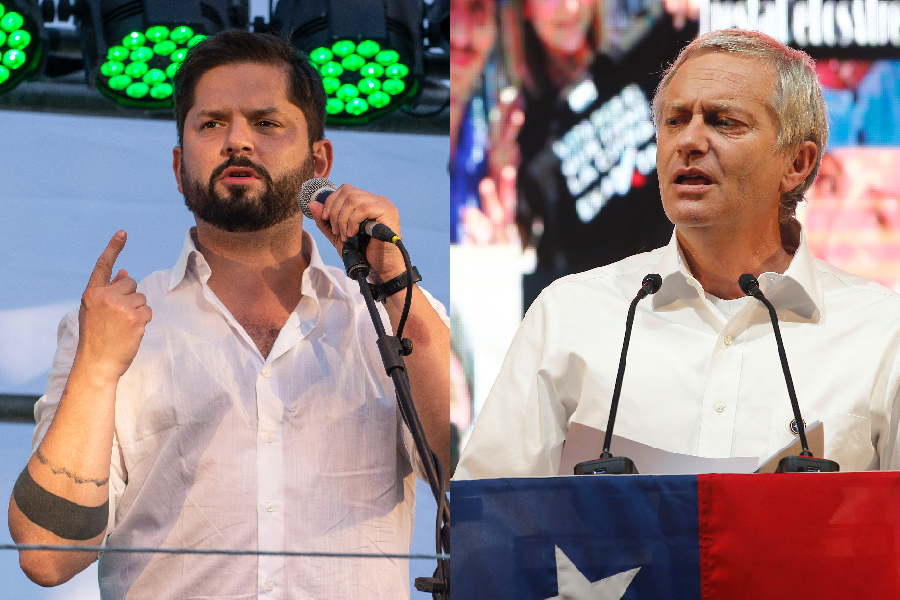 Gabriel Boric e José Antonio Kast, candidatos à presidência do Chile