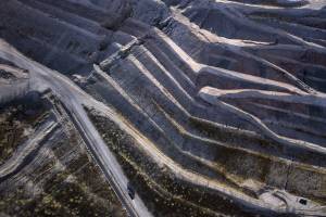 Aerial View Of An Open Pit Coal Mine