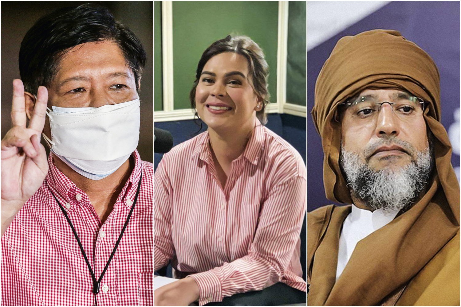 Ferdinand Marcos Jr., Sara Duterte-Carpio e Saadi Kadafi -