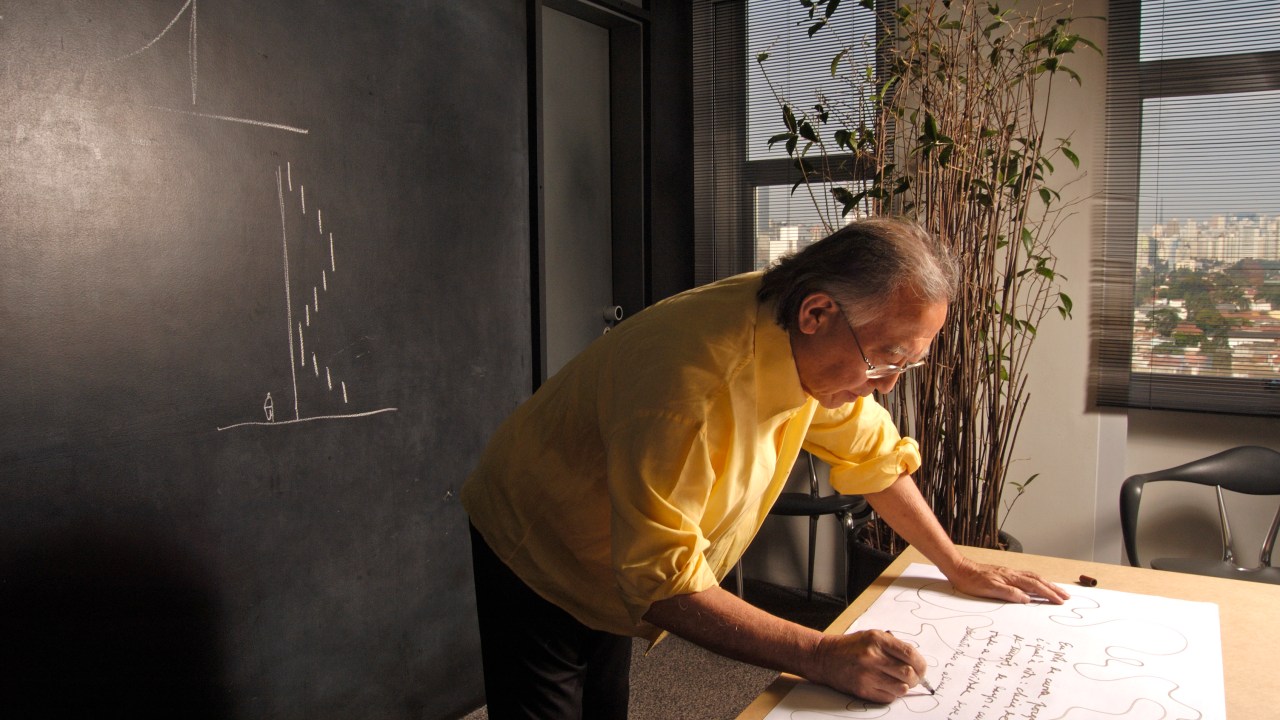 Architect Ruy Othake works in his office studio in Sao Paulo, Brazil. (Photo by Paulo Fridman/Corbis via Getty Images)