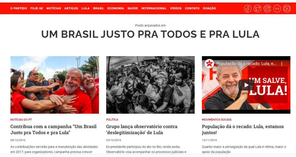 PT – Brasil Justo 2 Página do PT anuncia a campanha