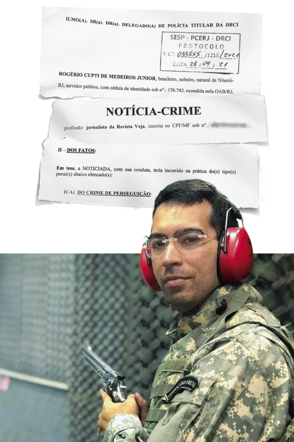 O QUEIXOSO - Medeiros, que fez registro na polícia contra VEJA (acima): servidor e consultor para porte de armas -