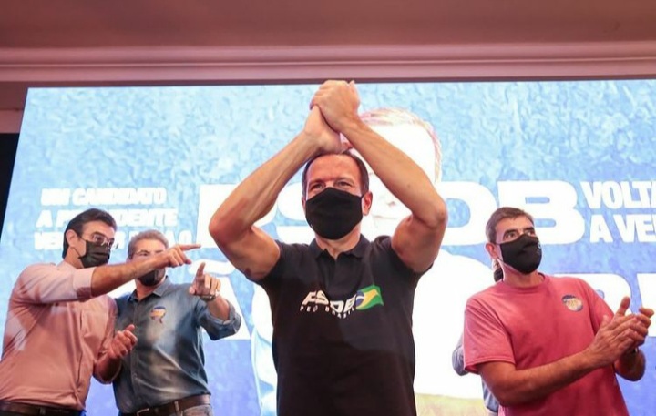 O governador de São Paulo João Doria (PSDB) em evento com militantes do partido em Ribeirão Preto (SP)