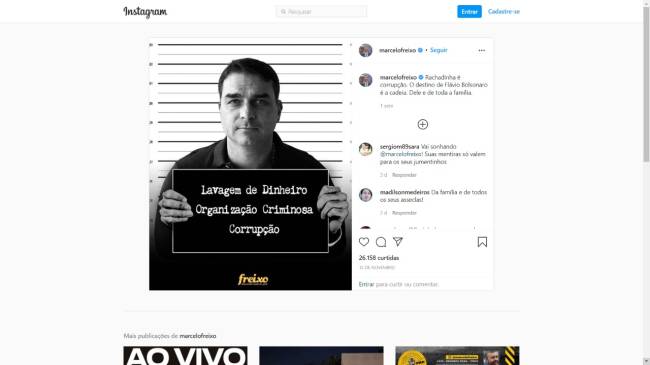 Postagem nas redes de Marcelo Freixo relacionam Flávio Bolsonaro ao caso das rachadinhas