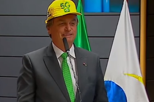 O presidente Jair Bolsonaro durante cerimônia do leilão do 5G - 04.11.2021