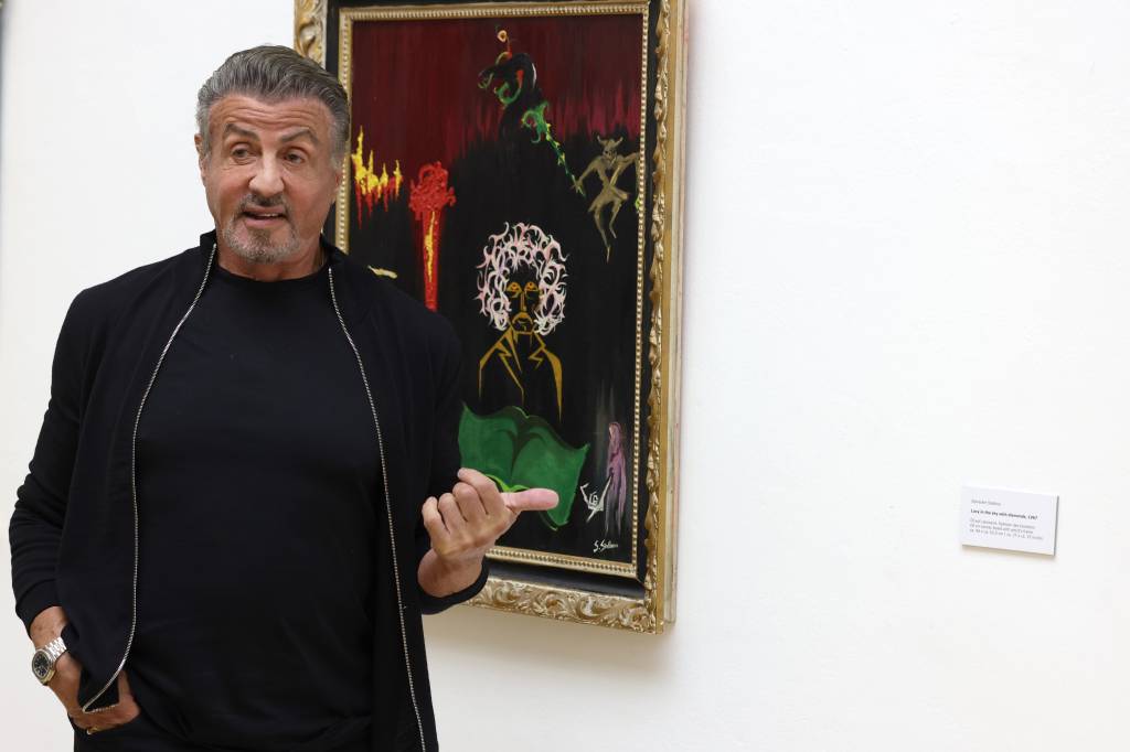 Sylvester Stallone durante abertura da exposição 'Sylvester Stallone: ​​The Magic of Being', na Alemanha.