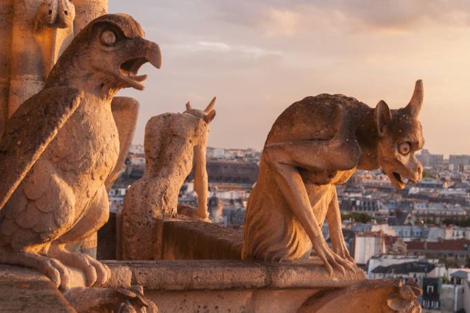 Notre Dame Cathedral, gargoyles – Gárgolas da catedral de Notre-Dame