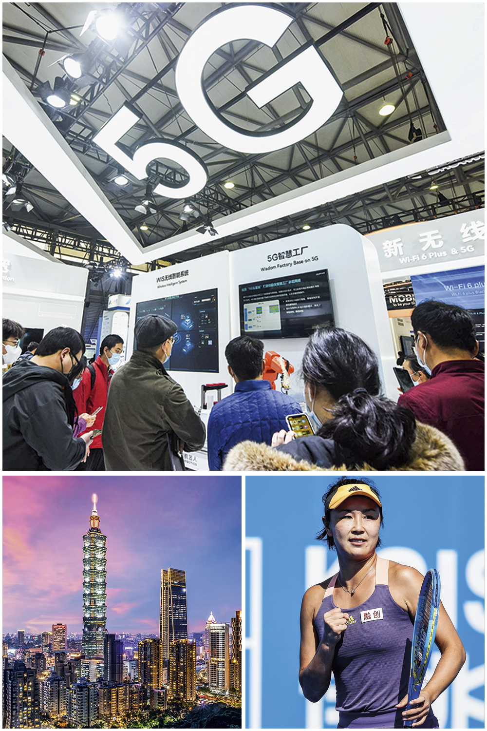 GettyImages-1231336790.jpg IDAS E VINDAS - Patinando no ambiente global: o 5G chinês ajuda a conquistar aliados, mas as ameaças a Taiwan (à esq.) e o sumiço de Peng embaçam a imagem -