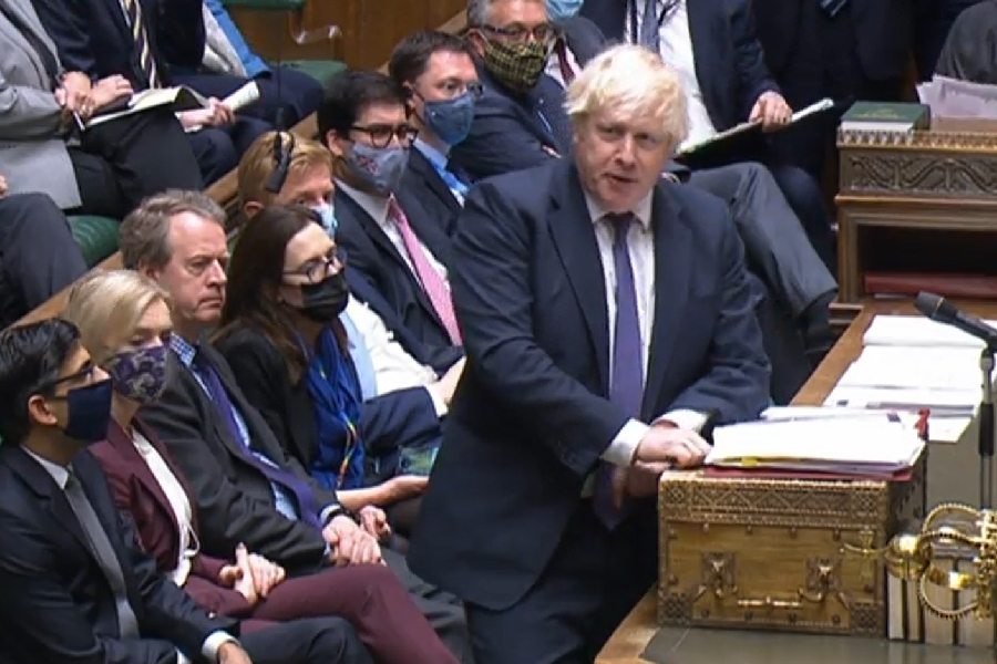 Prime Minister Boris Johnson speaks during Prime Minister's Questions in the House of Commons, London