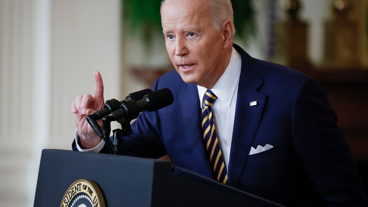 O presidente dos Estados Unidos, Joe Biden, participa de entrevista coletiva nesta quarta-feira (19)