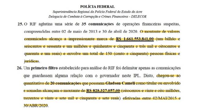 Trecho da documentação apresentada pela Procuradoria-Geral da República ao Superior Tribunal de Justiça