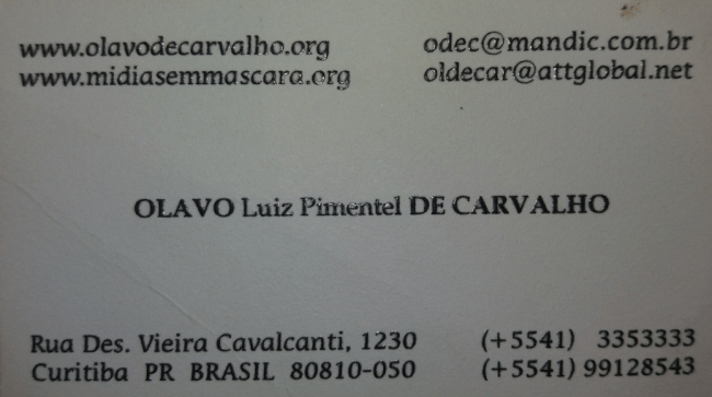 Olavo – cartão mídia sem máscara olavo