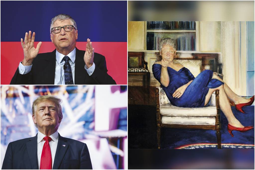 Petrina-Ryan-Kleid-Parsing-Bill.jpg LISTA VIP - Gates, Trump e o quadro com o rosto de Clinton pendurado na mansão de Epstein em Nova York: três dos muitos poderosos que privaram das mordomias do milionário e que podem acabar sendo citados em eventuais revelações de Ghislaine -