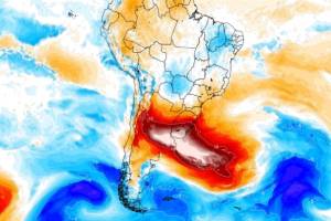 Imagem de satélite do serviço de meteorologia MetSul mostra onda de calor se deslocando pela América do Sul