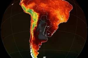 Mapa da América do Sul mostra fenômeno meteorológico extremo atingindo boa parte da Argentina, Uruguai e Sul do Brasil