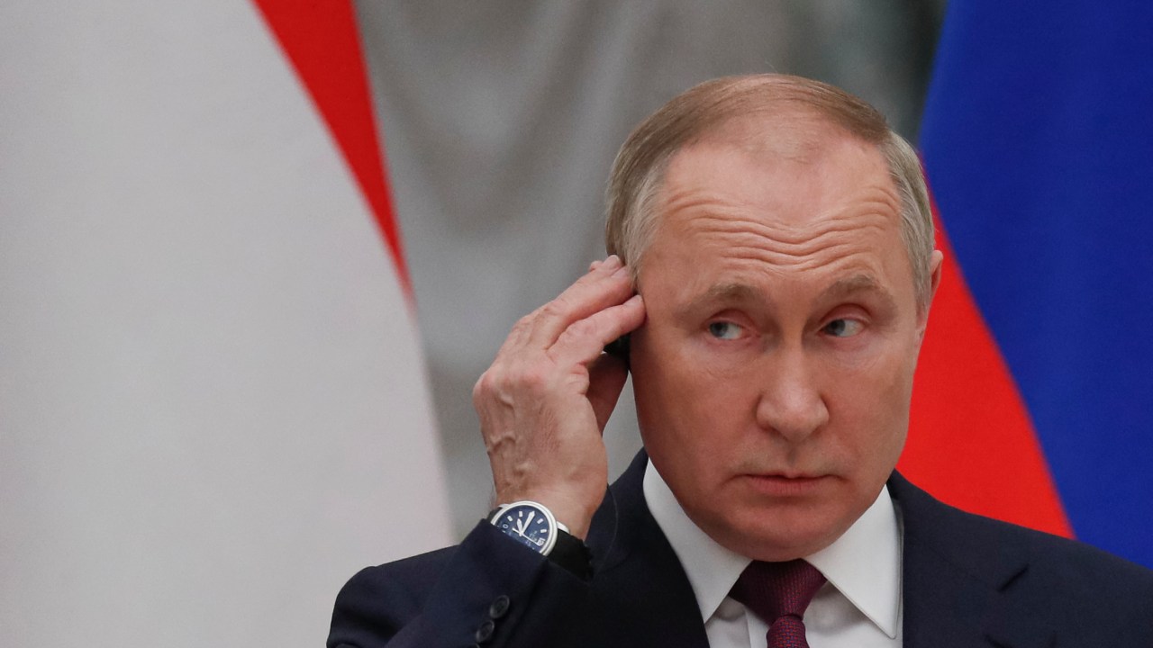 Presidente russo, Vladimir Putin, durante evento em Moscou. 01/02/2022